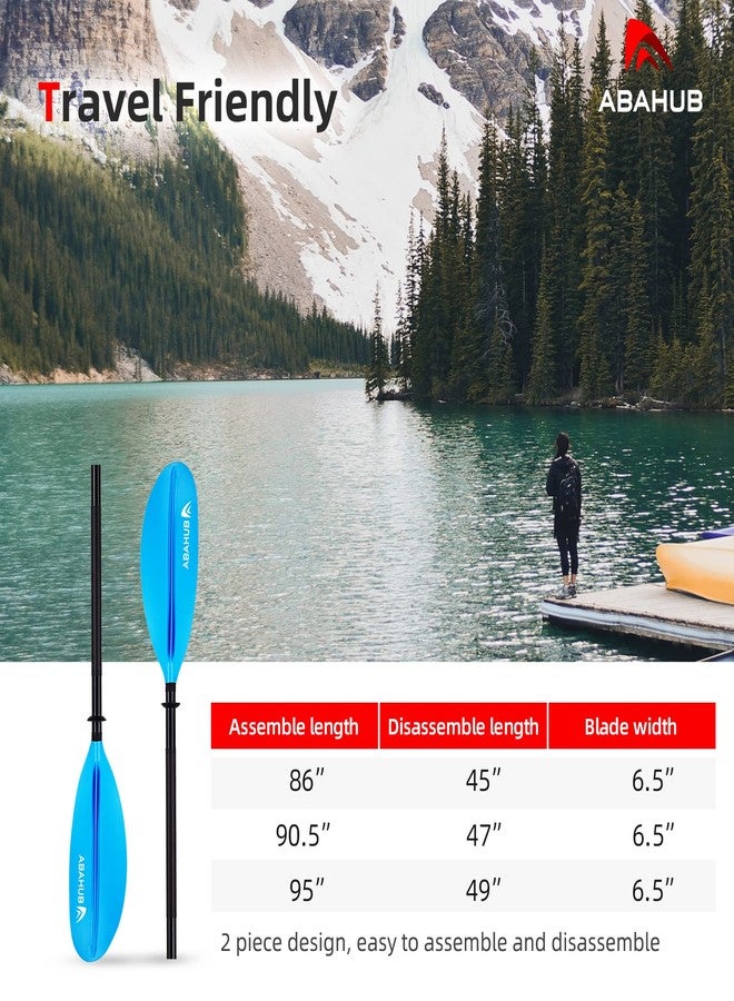Abahub مجذاف قوارب أباهوب x 1، 90.5 بوصة مجاذيف للتجديف، قوارب الكانو مع حبل مجذاف إضافي، عمود من سبائك الألمنيوم وشفرات بلاستيكية زرقاء - Image 5