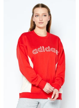 Women Sportswear Fit Embroidered Logo Outdoor Sweatshirts, Red Combo