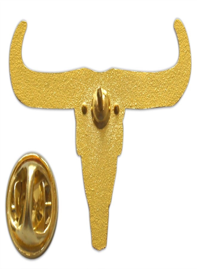 Novel Merk Cowboy & Rancher - Icons Lapel Pin, Hat Pin & Tie Tack Set - with Clutch Back (3-Longhorn Skull) - Image 3