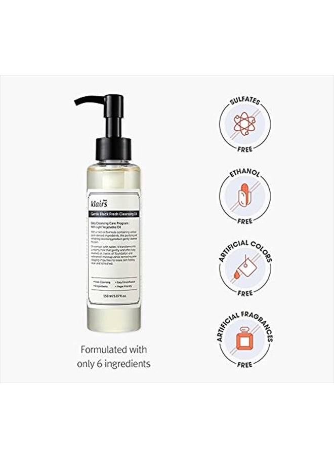 DearKlairs ] Gentle Black Fresh Cleansing Oil, a light and spreadable texture, only 6 ingredients (5.07 Fl Oz)  - Image 4