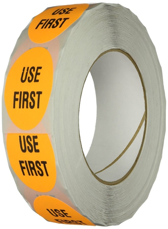 TapeCase, INVLBL-039, Use First Inventory Label, Circular Adhesive Label, Orange, 2 in, 1000 Packs, 1 Count - Image 1
