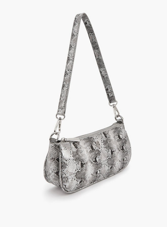 Flora Bella By Shoexpress Animal Print Crossbody Bag with Detachable Strap and Zip Closure  - Image 3