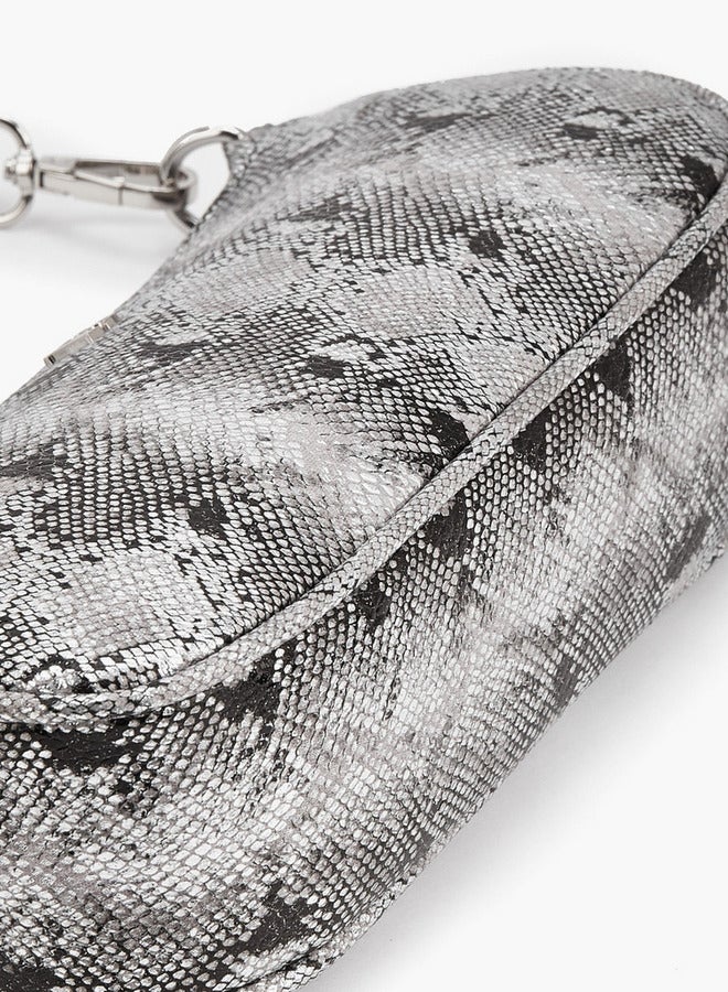 Flora Bella By Shoexpress Animal Print Crossbody Bag with Detachable Strap and Zip Closure  - Image 5