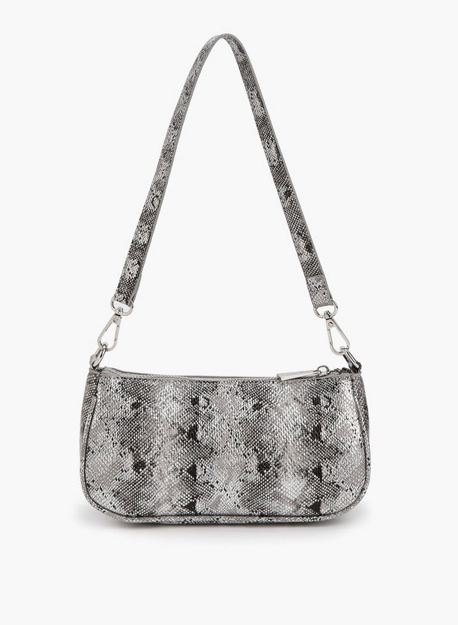 Flora Bella By Shoexpress Animal Print Crossbody Bag with Detachable Strap and Zip Closure  - Image 2
