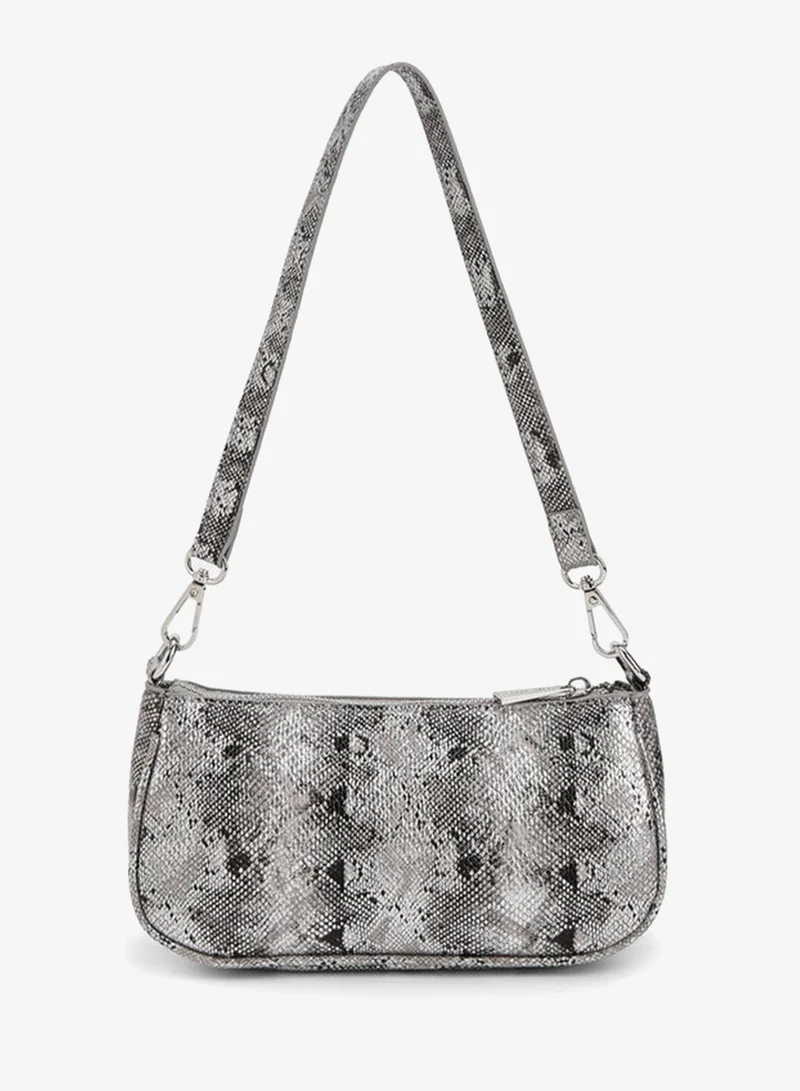 Flora Bella By Shoexpress Animal Print Crossbody Bag with Detachable Strap and Zip Closure