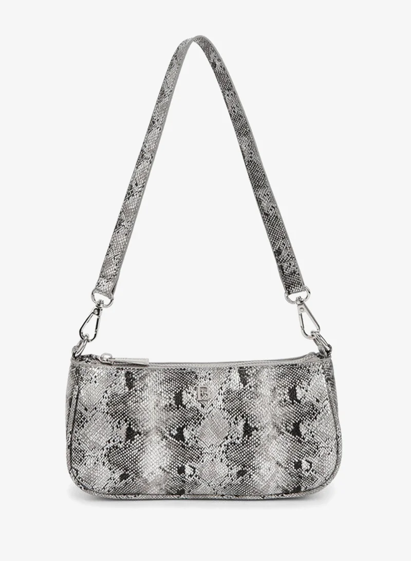 Flora Bella By Shoexpress Animal Print Crossbody Bag with Detachable Strap and Zip Closure