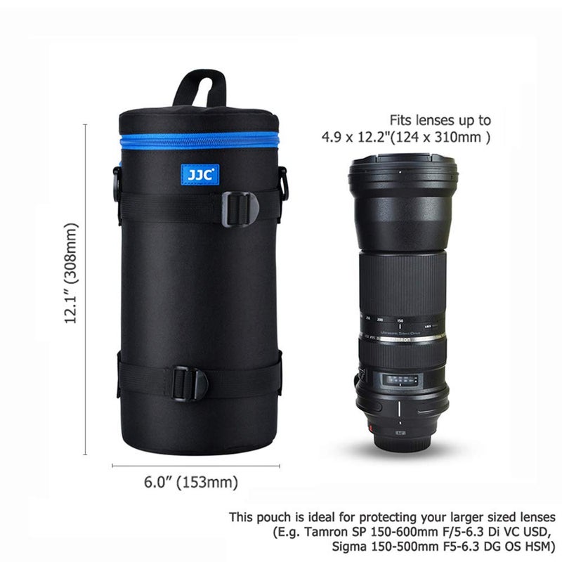JJC Camera Lens Pouch Case for Canon RF 800mm Tamron SP 150-600mm Sigma 150-600mm 150-500mm Nikon Nikkor AF-S 200-500mm & More, Zipper Polyester Lens Protective Bag Interior Size 4.9x11.4” - Image 4