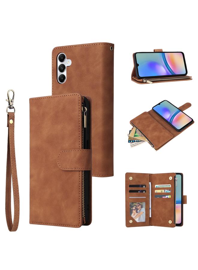 S-TOP Case For Samsung Galaxy A05s Multifunctional Frosted Zipper Wallet Leather Phone Case - Image 1