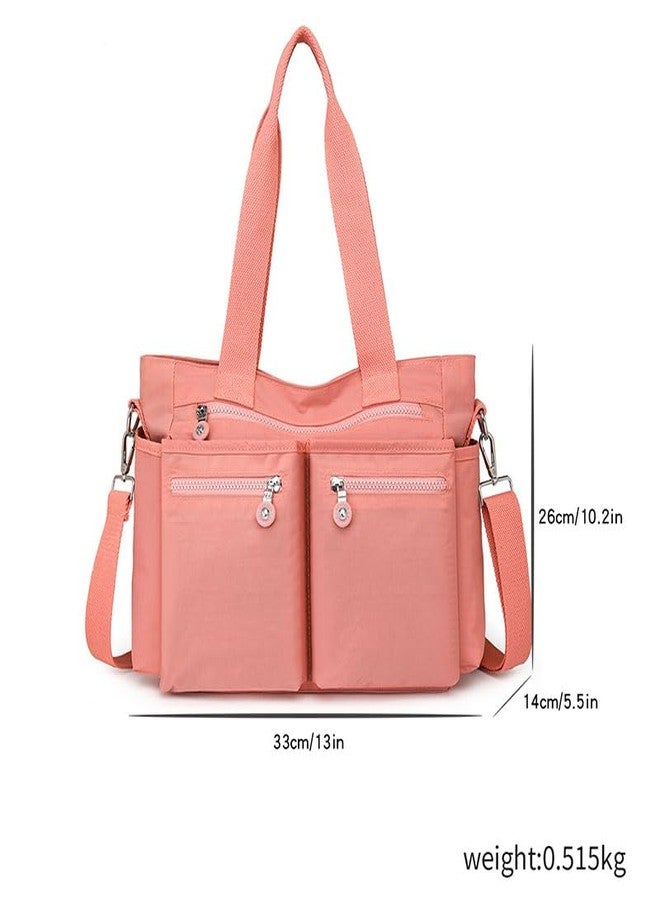 Lamprod Crossbody Aesthetic Tote Bag with zipper Shoulder Messenger School Bag Work Large multi pocket Tote Bag for Women Nylon Purse Casual Travel Handbag Commuter Tote - Image 4