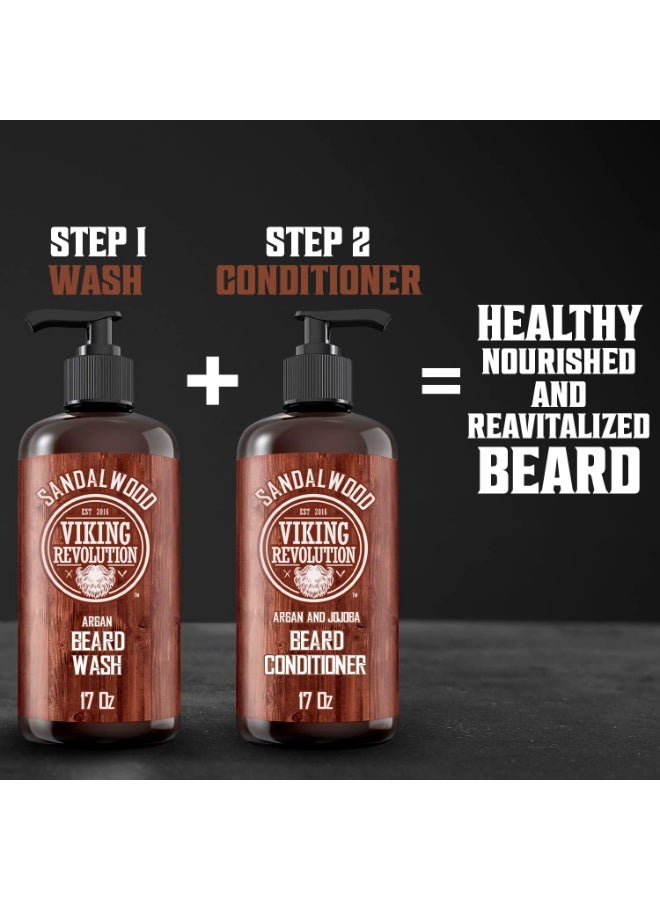 Viking Revolution Beard Conditioner w/Argan & Jojoba Oils - Softens & Strengthens - Sandalwood Scent - Beard Conditioner w/Beard Oil (17oz Conditioner) - Image 5