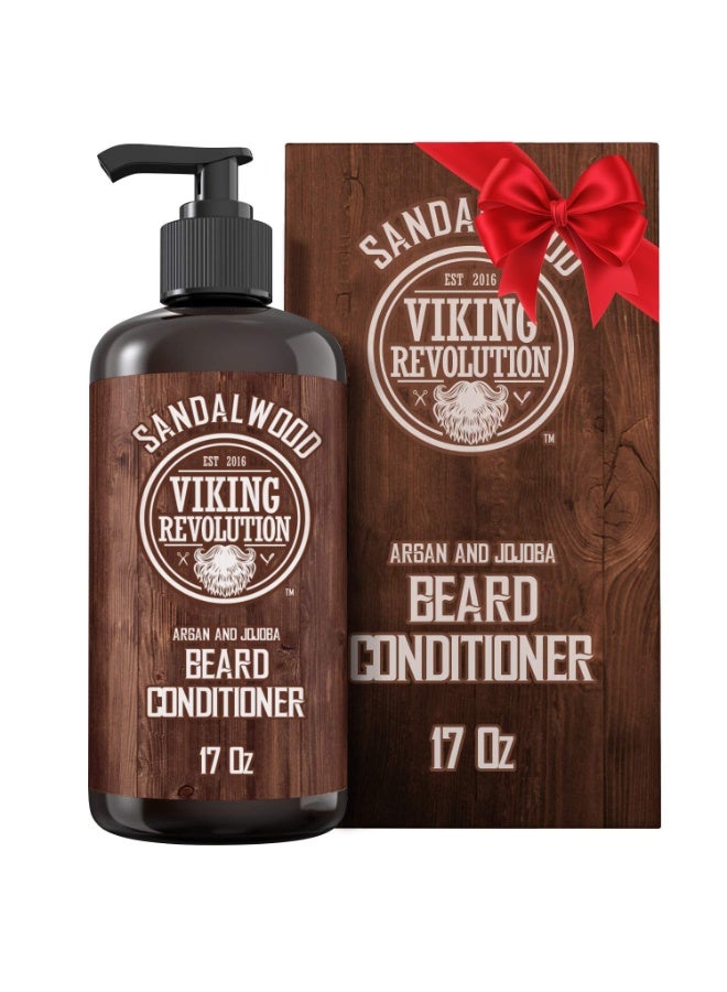 Viking Revolution Beard Conditioner w/Argan & Jojoba Oils - Softens & Strengthens - Sandalwood Scent - Beard Conditioner w/Beard Oil (17oz Conditioner) - Image 1