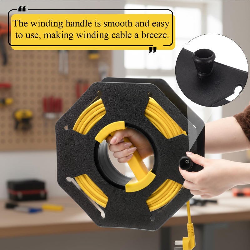 Ripeng 3 Pcs Extension Cord Storage Reels, Holds up to 150 Feet of 16/3 or 125 Feet of 14/3 Gauge Cord, Plastic Cable Winding Wheel Tangle-free with Central Handle for Extension Cords Rope Hose - Image 5
