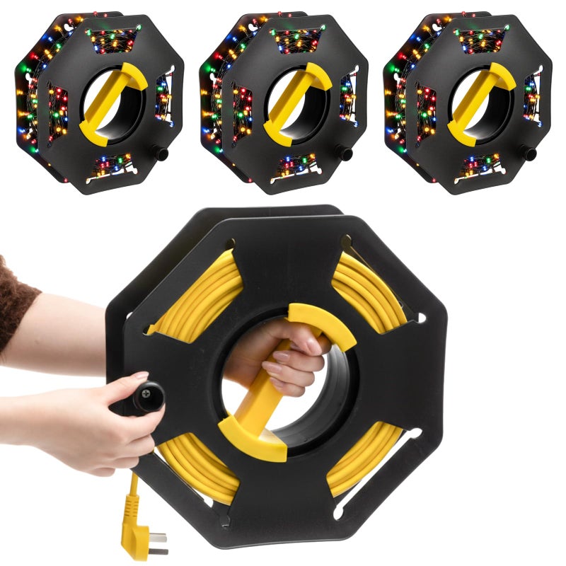 Ripeng 3 Pcs Extension Cord Storage Reels, Holds up to 150 Feet of 16/3 or 125 Feet of 14/3 Gauge Cord, Plastic Cable Winding Wheel Tangle-free with Central Handle for Extension Cords Rope Hose - Image 1