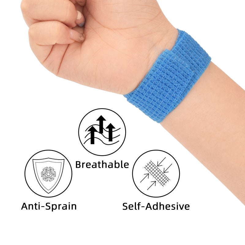 Tattoo Grip Cover Wrap - 2m Black Disposable Cohesive Tattoo Grip Tape Wrap Elastic Bandage Rolls Self-Adherent Tape for Tattoo Machine Grip Tube Accessories, Sports Tape（blue) - Image 5