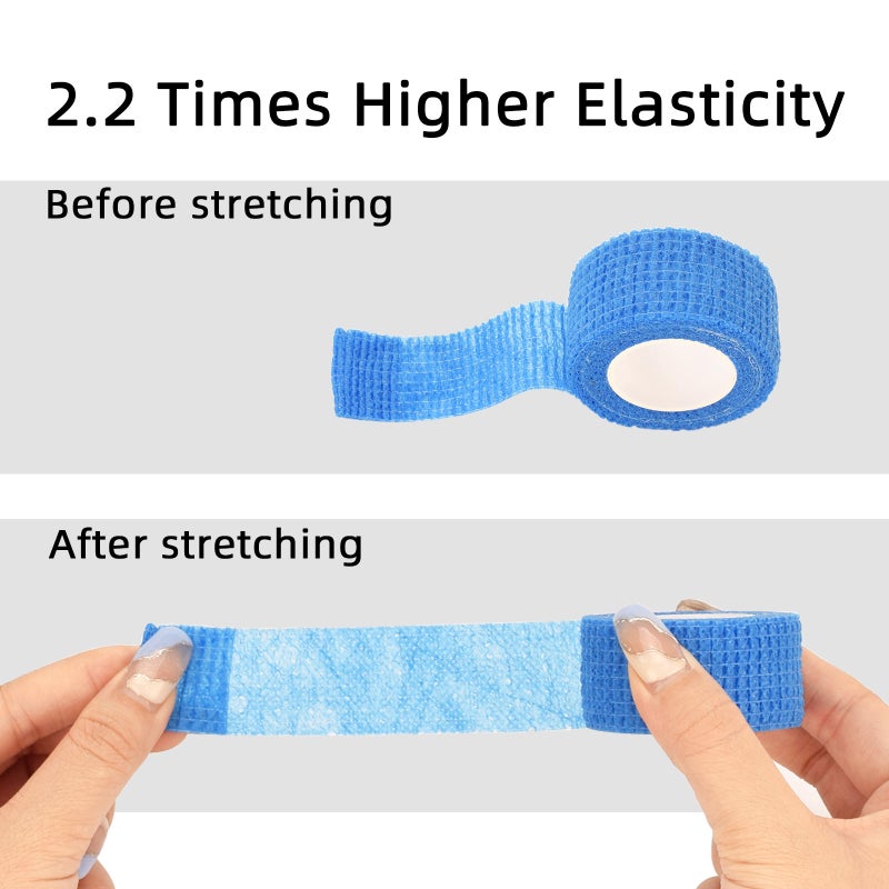 Tattoo Grip Cover Wrap - 2m Black Disposable Cohesive Tattoo Grip Tape Wrap Elastic Bandage Rolls Self-Adherent Tape for Tattoo Machine Grip Tube Accessories, Sports Tape（blue) - Image 2
