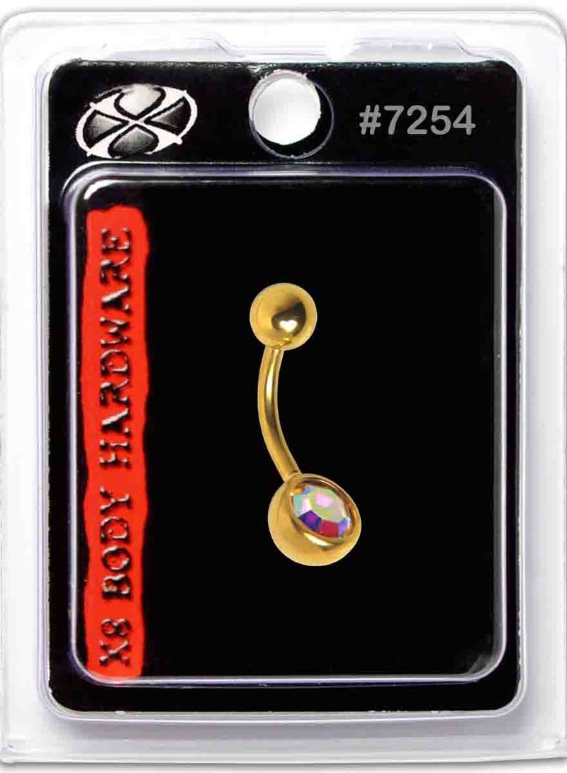 X8 BODY HARDWARE 24k Gold plated 10mm crystal stone belly ring 