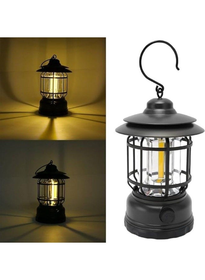 Retro Portable LED Camping Lantern - Wall Hanging Light for Tent or Emergency Use - Image 2
