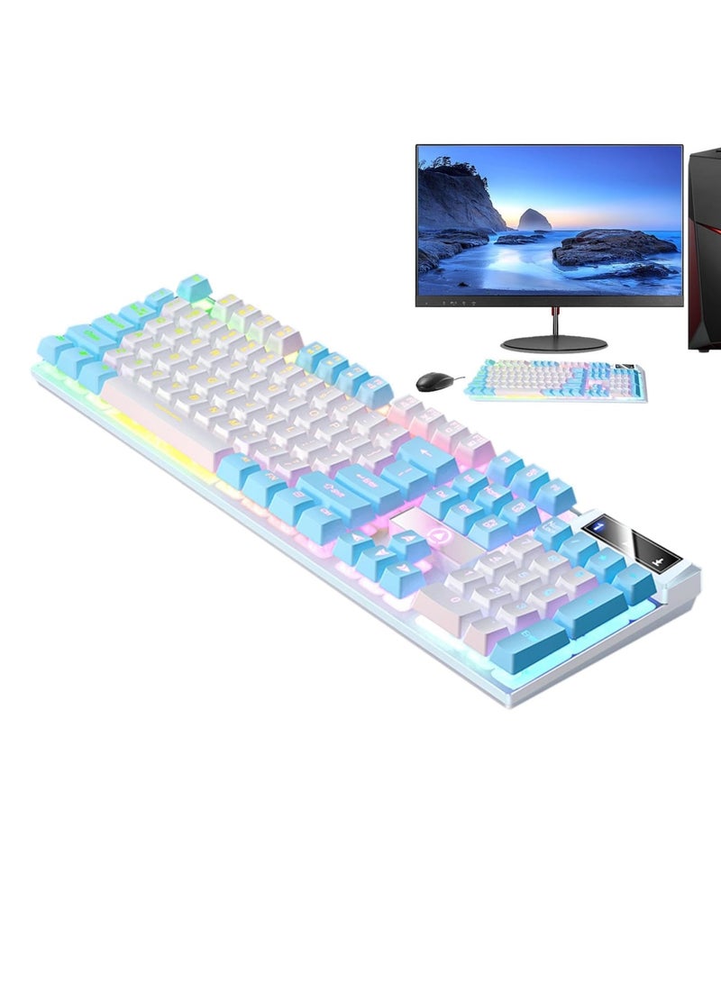 SYOSI Mechanical Gaming Keyboard, DIY RGB 104 Keys Ultra-Slim LED Backlit USB Wired Keyboard, Durable Abs Keycaps/Responsive Keystrokes/Spill-Resistant Computer Keyboard for PC Mac Xbox Gamer - Image 1
