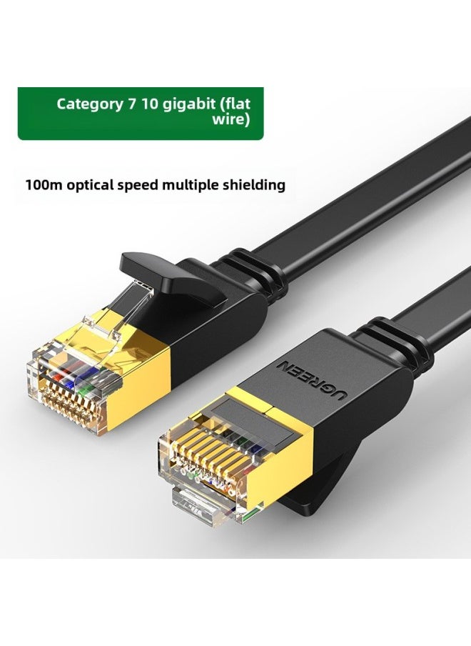 Generic Green Alliance Cat7 Pure Copper Shielded Network Cable High Speed 10Gbps RJ-45 Interface Home Computer Use 15m Finished Product-Color:Seven Types Of 10 Trillion Flat Network Cable-Line Length:10 M  - Image 1