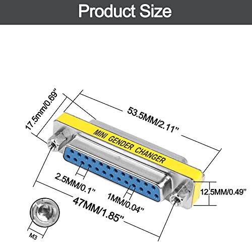 MEIRIYFA DB25 25 Pin Gender Changer D-SUB 25Pin Coupler Serial Cable Gender Changer RS232 VGA Adapter Connetor for Applications Pack of 2 (Female to Female) - Image 4