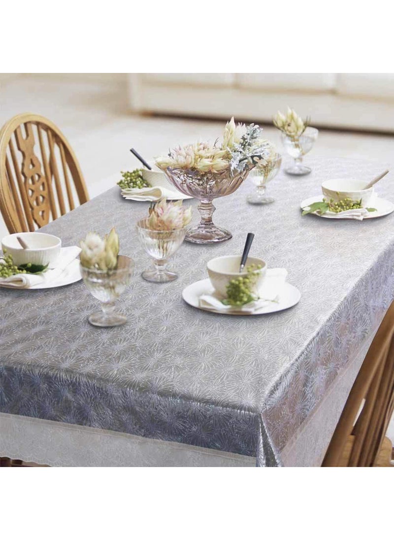 Freelance - Freelance PVC Lotus Dining Table Cover Cloth Tablecloth Waterproof Protector, 4-6 Seater, 54 X 78 inches, Rectangle (with White-Laced Edges), Product of Meiwa, Japan - Image 1