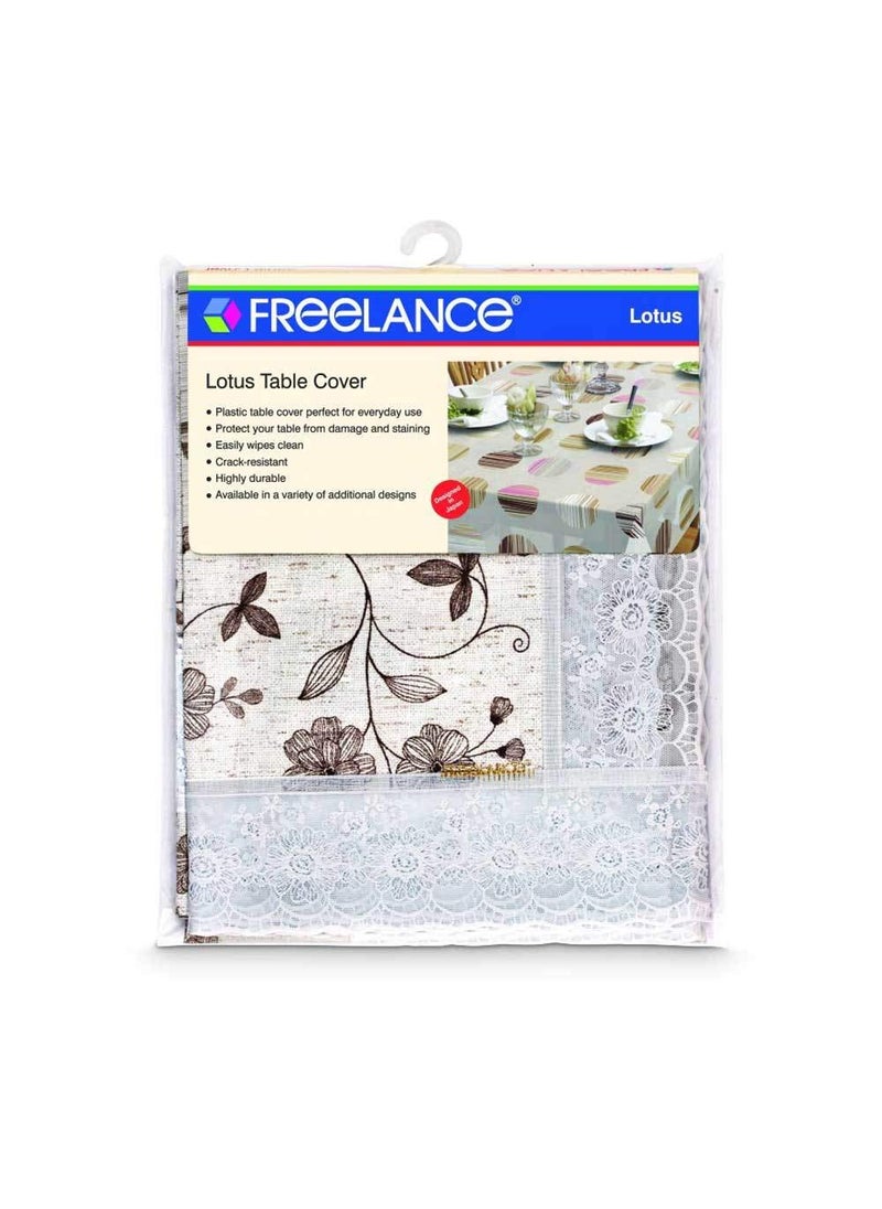 Freelance - Freelance PVC Lotus Dining Table Cover Cloth Tablecloth Waterproof Protector, 4-6 Seater, 54 X 78 inches, Rectangle (with White-Laced Edges), Product of Meiwa, Japan - Image 1