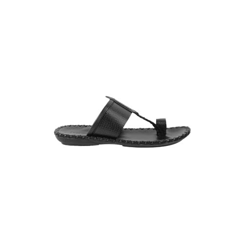Mochi Men Black Synthetic Leather Kolhapuri Chappal UK/6 EU/40 (16-955) - Image 4