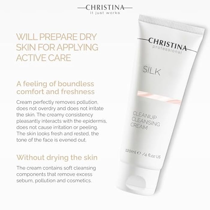 -CHRISTINA- Christina Silk CleanUp Cleansing Cream for Face | Oil-Free Gel Texture, Relieves Irritation, Moisturizing Effect, Suitable For Dry & Sensitive Skin | 24-Hour Care, Ideal for Face Makeup Removal 120ml - Image 3