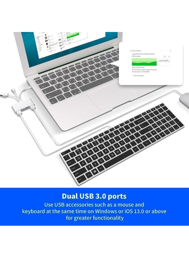 Green Tiger 5-in-1 Memory Card Reader - USB OTG Adapter & SD Card Reader Compatible with iPhone, USB C and USB A Device, Portable USB Camera Adapter 5 in 1 USB Female OTG Adapter (White) - Image 2