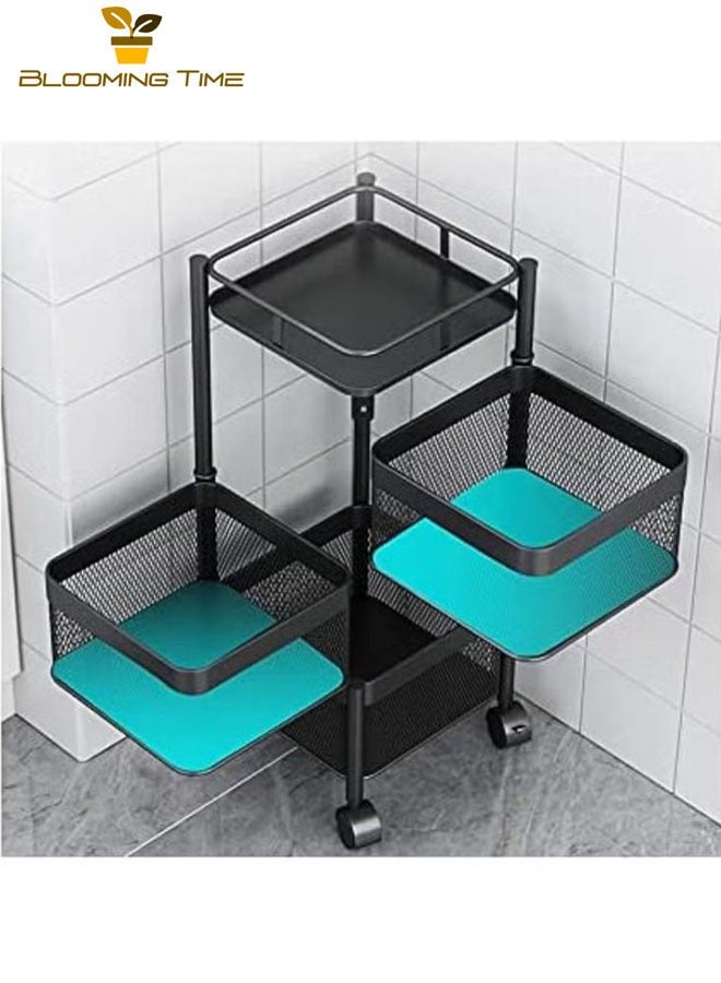 BLOOMING TIME 5-layer square storage rack kitchen rotating vegetable rack with wheels  - Image 5