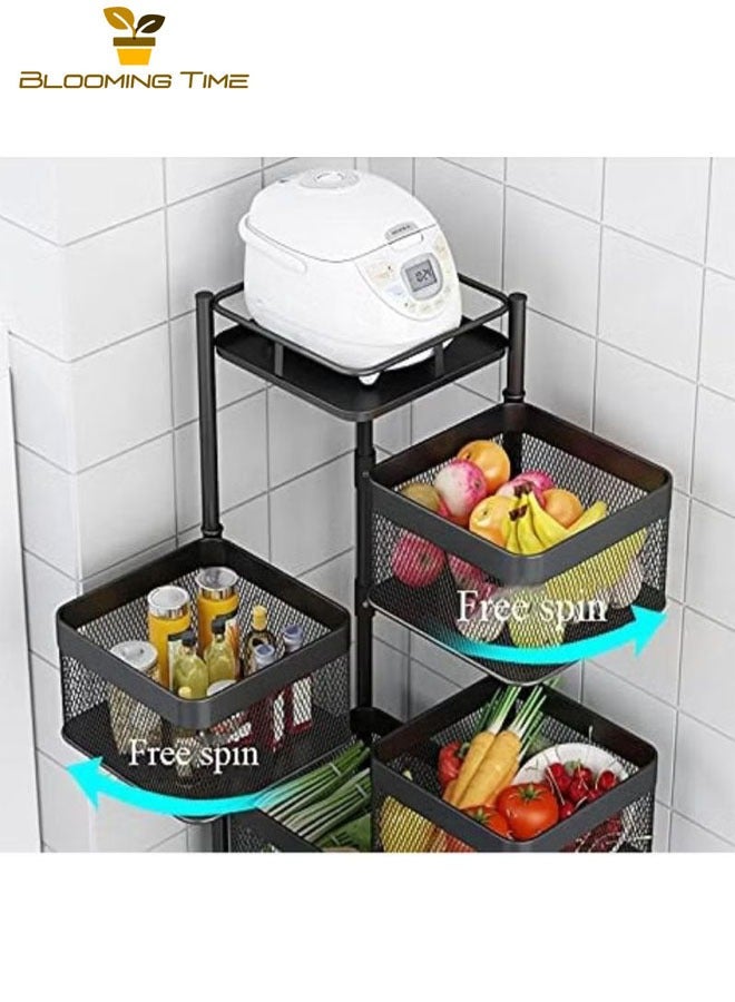BLOOMING TIME 5-layer square storage rack kitchen rotating vegetable rack with wheels  - Image 4
