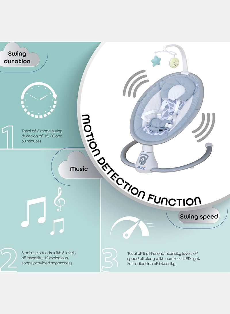 Moon 5 Point Harness Baby Swing, 0-6M, Holds Upto 9Kg With Remote Control - Image 3