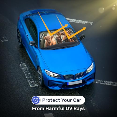 GENANY Highland Cow Family Funny Windshield Sun Shade for Car SUV Truck (55x29 Inches), Automobile Sunshade, Protector Blocks UV, Car Accessories, Auto Decor - Image 4