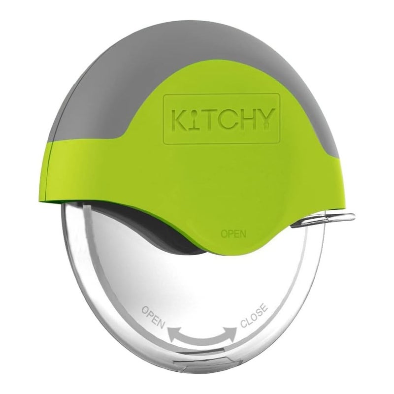 Kitchy Pizza Cutter Wheel with Protective Blade Cover, Ergonomic Pizza Slicer (Green) - Image 1