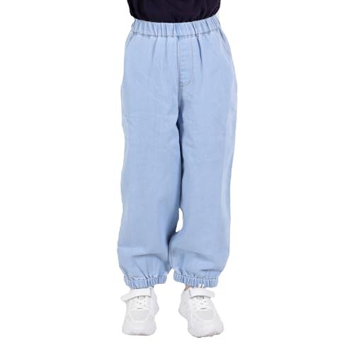 superminis Girls Denim Jeans | Stretchable Blue Cat Print Jeans for Girls 3–10 Years | Soft Comfortable Kids Denim Pants for Casual (8-9 Years, Sky Blue) - Image 1