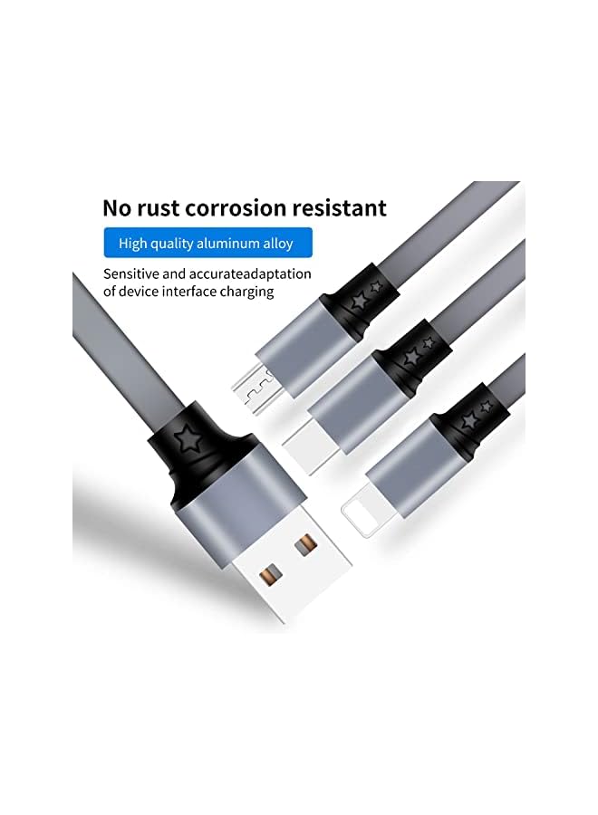 SDBAUX كابل شاحن USB متعدد قابل للسحب 3 في 1 محول سلك شحن متعدد مع موصلات منفذ Micro USB من النوع C للهاتف متوافق مع الهواتف المحمولة والأجهزة اللوحية للاستخدام العالمي (عبوتان بطول 3.3 قدم) - Image 4