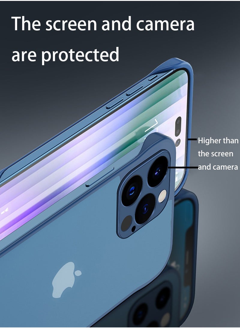 Generic - iPhone 14 Pro Max case,iPhone 14 Pro Max case Ultra-Slim, Compatible with MagSafe Frameless Phone Case, with Mag Safe Wireless Charging Anti-Yellow and Shockproof Magnetic Case, Blue Clear Case with Loops - Image 1