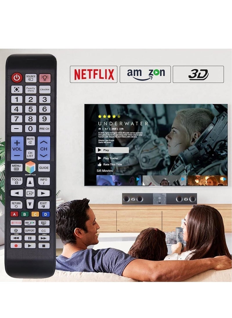 BLUMENiT Universal Remote Control for All Samsung TVs, Samsung Smart TVs, Samsung LCD LED QLED UHD HDTV Curved Plasma 4K 3D Smart TVs- Samsung Backlit Remote with Battery - Image 3