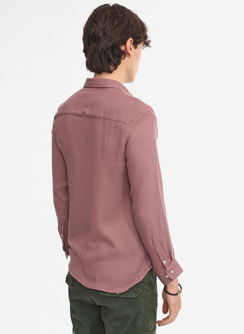 Campus Sutra Men's Nude Pink Woven-Textured Shirt - Image 5