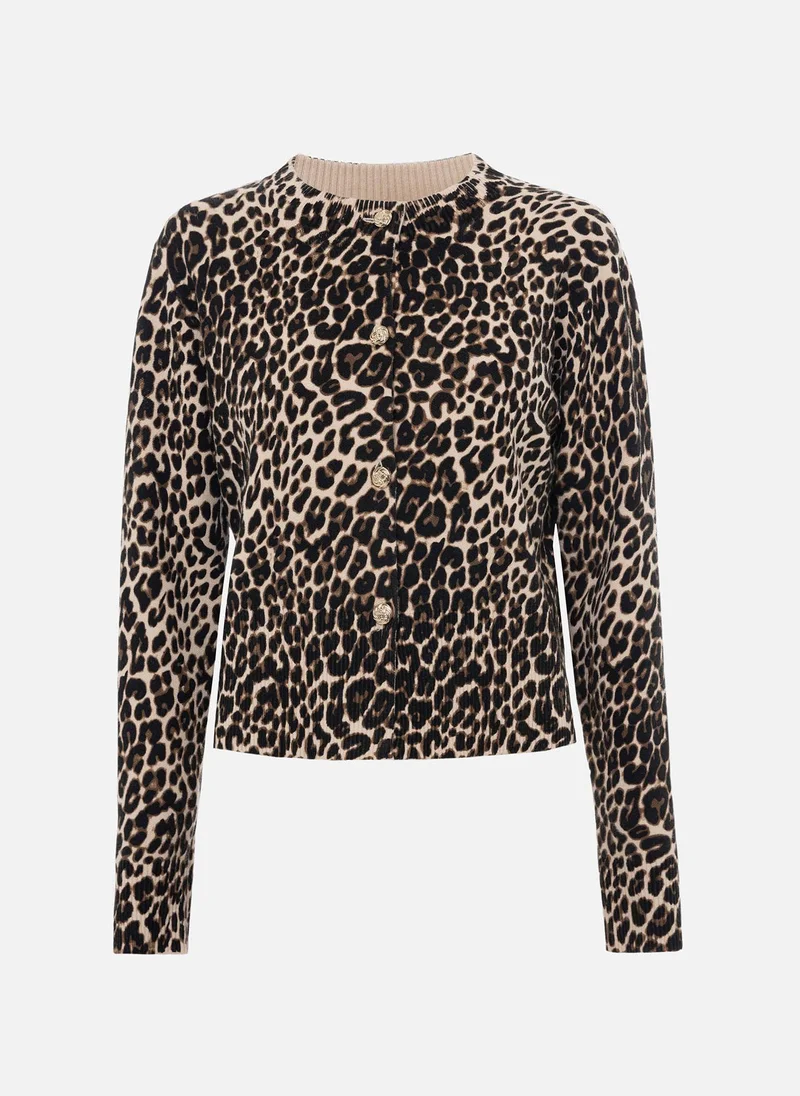 Lichi Leopard cardigan with golden buttons