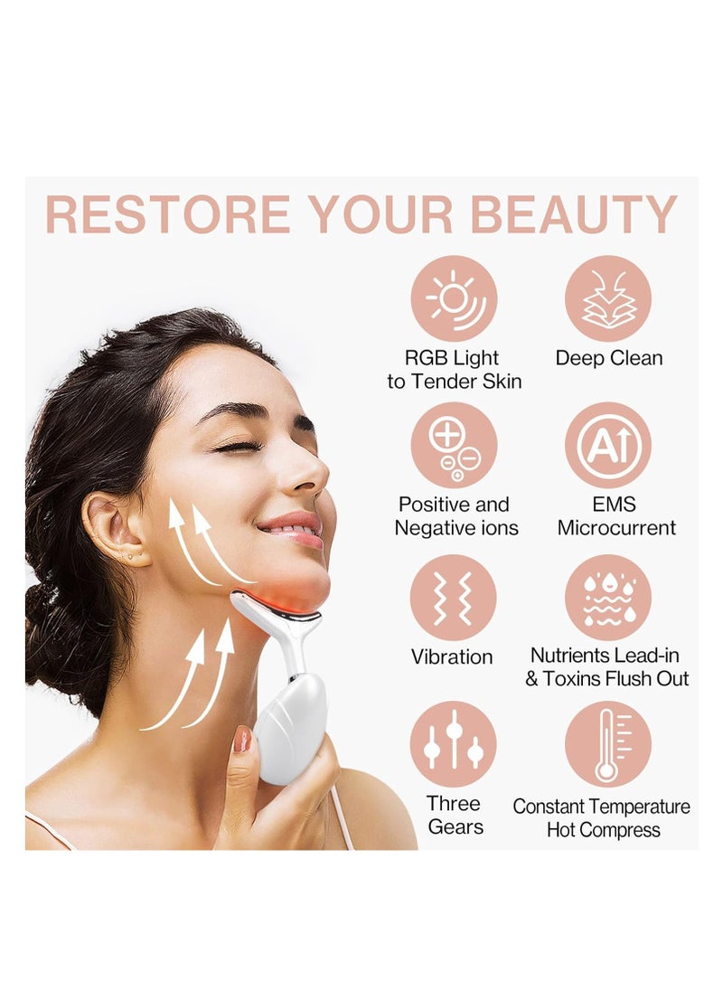 Arabest - Face Massager, Facial and Neck Electric Massager, 3-in-1 Chin Lift Devices, V-Shaped Firming EMS Vibration Facial Massager, 45 ±5℃ Heat and 4 Massage Modes for Skin Care, Firm, Tightening and Smooth - Image 1