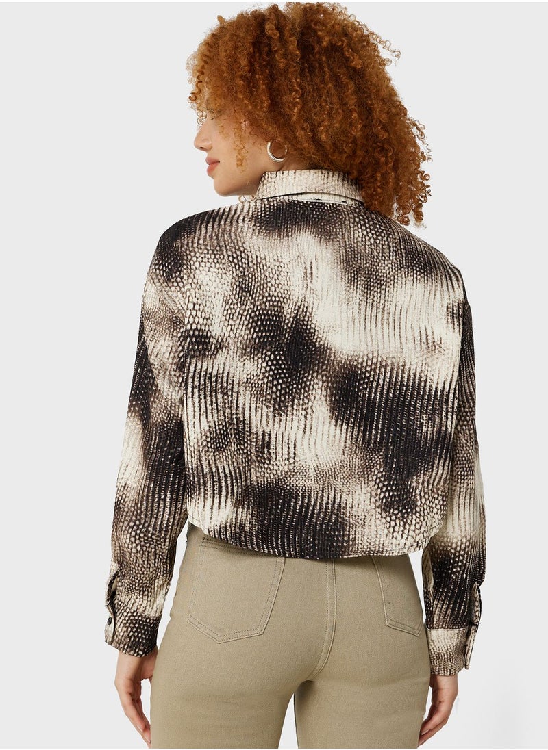 Ginger - Flannel Printed Cropped Jacket - Image 1
