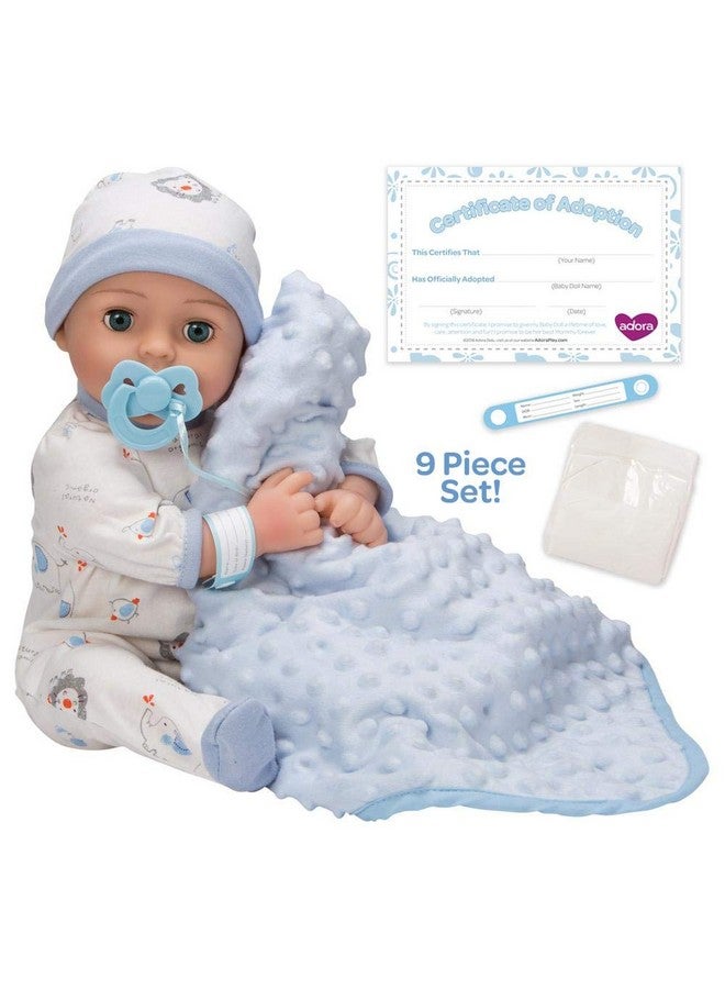ادورا مجموعة أدورا للأطفال المُتبنّين، دمية طفل بطول 16 بوصة مع ملحقات كاملة من 9 قطع، تشمل: لهاية، سوار مستشفى، حفاضة، والمزيد! هدية عيد ميلاد للأطفال من سن 3 سنوات فما فوق - بيبي وسيم - Image 2