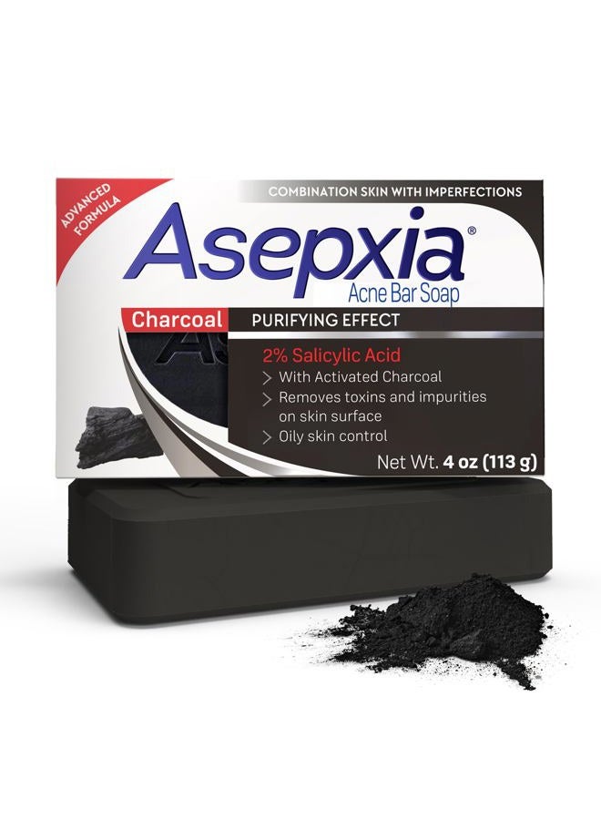 Asepxia Salicylic Acid & Activated Charcoal Bar Soap | Acne Treatment, Reduces Pimples & Blemishes, Deep Cleansing Facial Cleanser, Dries Out Acne, Prevents Breakouts, Face wash, 4 Oz, 2-Pack - Image 1