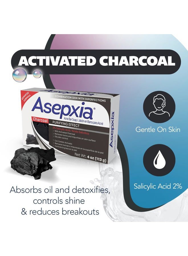 Asepxia Salicylic Acid & Activated Charcoal Bar Soap | Acne Treatment, Reduces Pimples & Blemishes, Deep Cleansing Facial Cleanser, Dries Out Acne, Prevents Breakouts, Face wash, 4 Oz, 2-Pack - Image 4