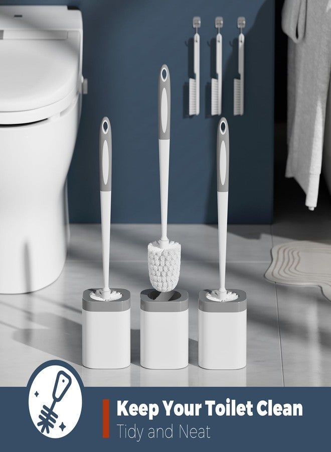Holaloha Toilet Brush, 3 Pack Toilet Brush and Holder Set Bathroom Accessories, Toilet Bowl Brush and Holder with 3 Crevice Brush for Bathroom, Toilet Scrubber Brush (White) - Image 4
