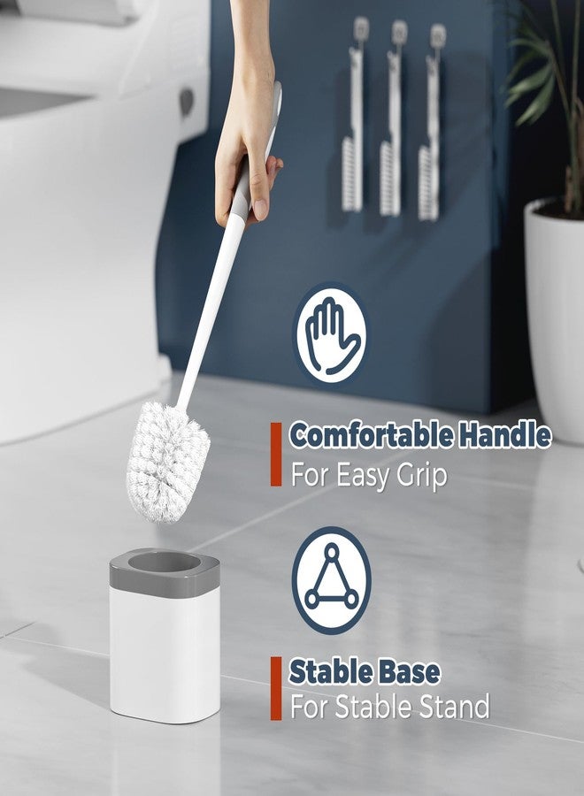 Holaloha Toilet Brush, 3 Pack Toilet Brush and Holder Set Bathroom Accessories, Toilet Bowl Brush and Holder with 3 Crevice Brush for Bathroom, Toilet Scrubber Brush (White) - Image 5