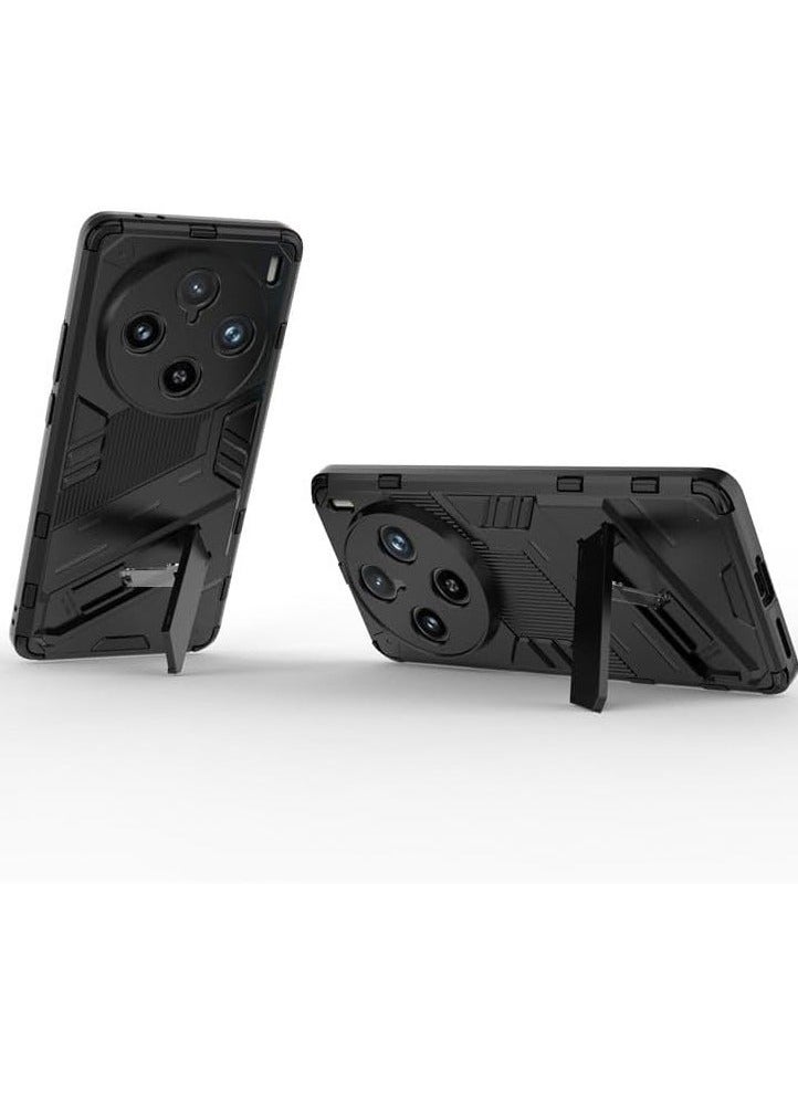 Case Compatible with Vivo X100 Pro 5G 2023, 2-in-1 TPU+PC Dual Layer Combo Shockproof Ultra-Thin Protective Phone Back Cover Kickstand