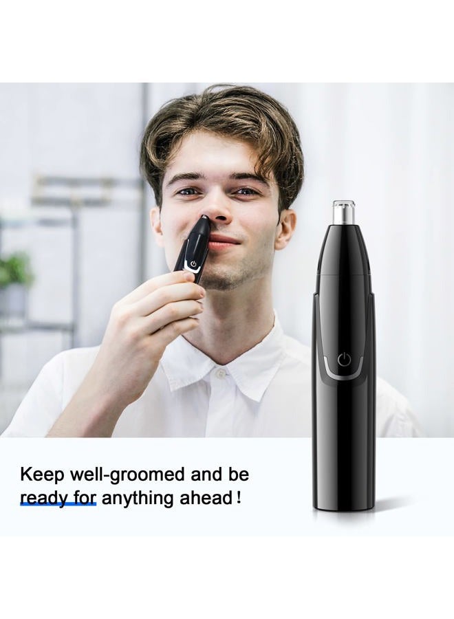 Rechargeable Ear and Nose Hair Trimmer - 2025 Professional Painless Eyebrow & Facial Hair Trimmer for Men Women, Powerful Motor and Dual-Edge Blades for Smoother Cutting Black