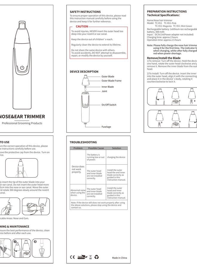 Rechargeable Ear and Nose Hair Trimmer - 2025 Professional Painless Eyebrow & Facial Hair Trimmer for Men Women, Powerful Motor and Dual-Edge Blades for Smoother Cutting Black
